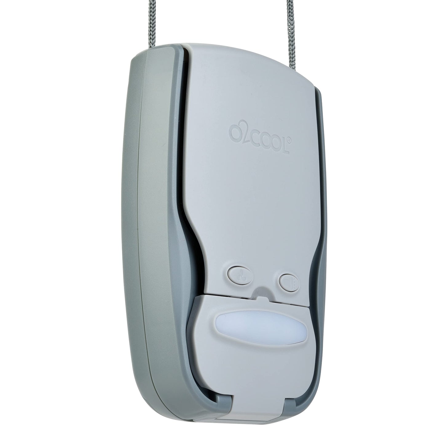 O2COOL Battery Powered Necklace Fan With LED Light, Lanyard, For Personal Cooling And Safety