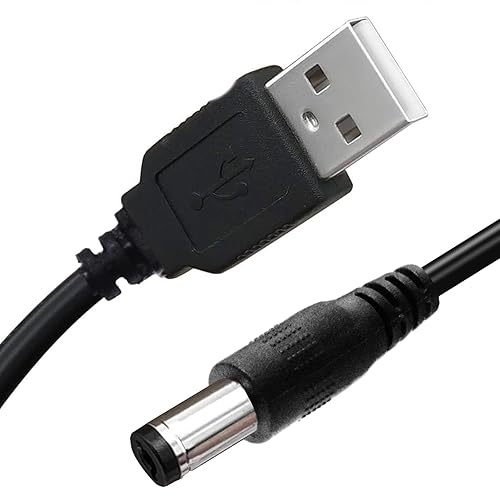USB DC 5V to DC 5V Cable - USB to 5V Voltage Power Supply Cable with DC Jack 5.5 x 2.1mm for Fan, Table Lamp, Bluetooth Audio, Wireless Router
