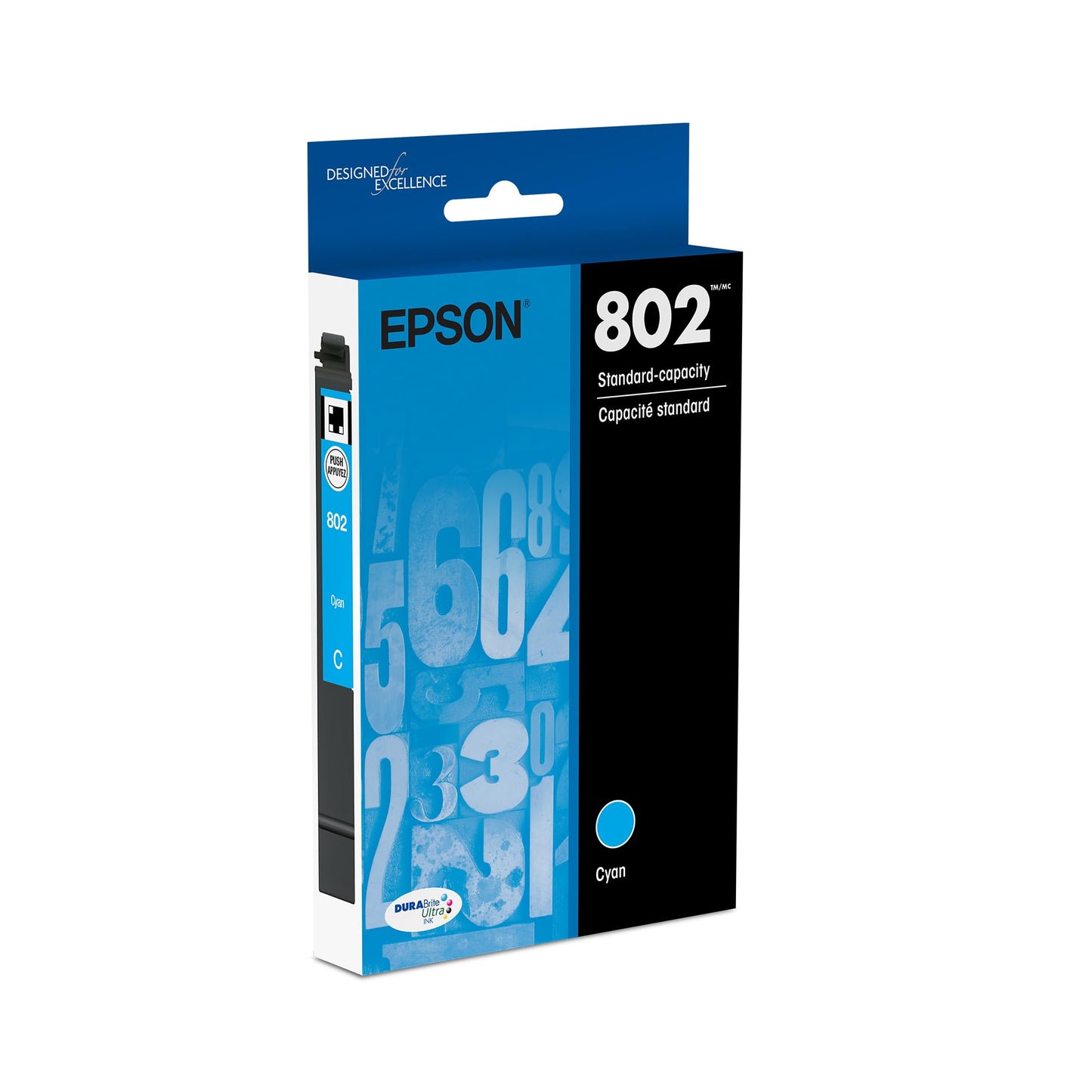 EPSON 802 DURABrite Ultra Ink Standard Capacity Cyan Cartridge (T802220-S) Works with WorkForce Pro WF-4720, 4730, 4734, 4740