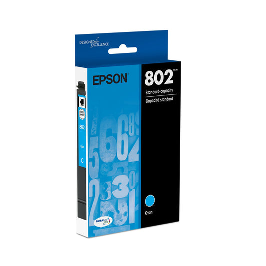 EPSON 802 DURABrite Ultra Ink Standard Capacity Cyan Cartridge (T802220-S) Works with WorkForce Pro WF-4720, 4730, 4734, 4740