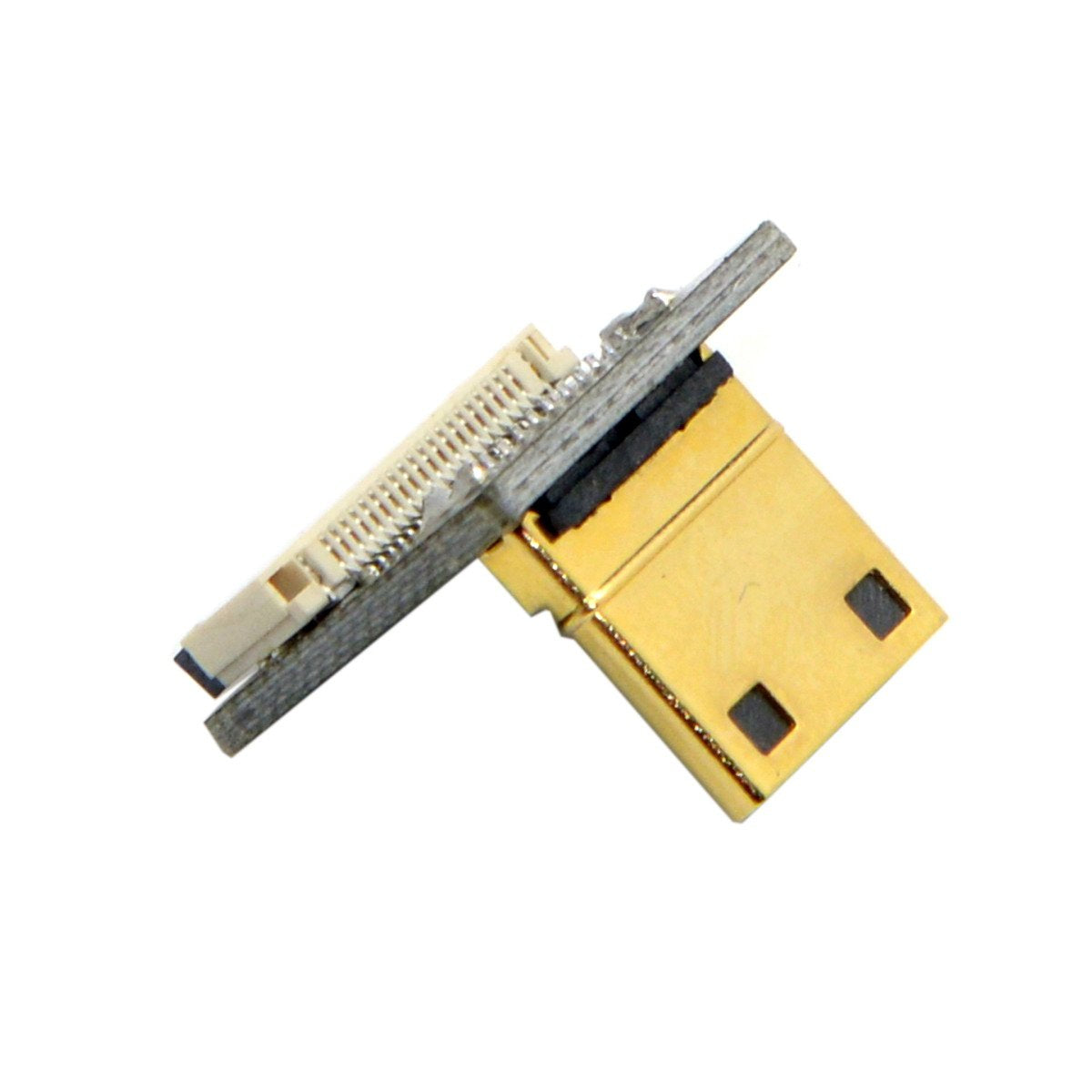 chenyang FPC 20Pin Mini HDMI Flat Male 90 Degree Down Angled Connector for Ribbon Cable,Raspberry Pi, GoPro,Mini Display, Drone, Camera, Gimbal