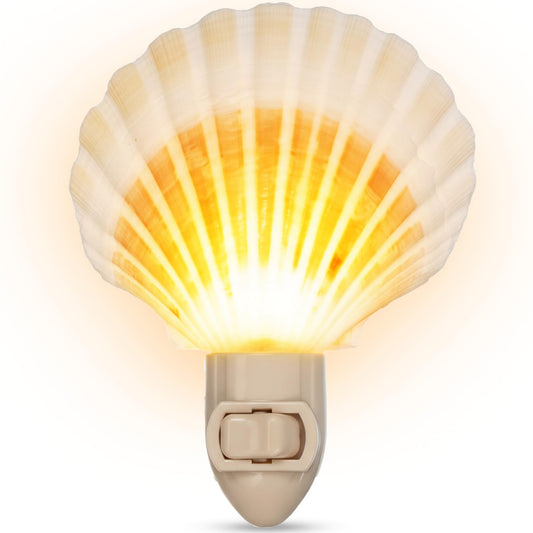 Nautical Crush Trading Seashell Night Light - Beach Night Light with Natural Clam Shell Light for Bathroom - Sea Shell Lamp - Seashell Lamp Plug Into