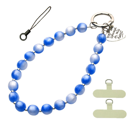 NUANJUYU Vibrant Beaded Phone Lanyard | Handmade Strap for Phone, Keys, Purse, Bag | Anti-Drop Safety Gift (Ocean Blue)