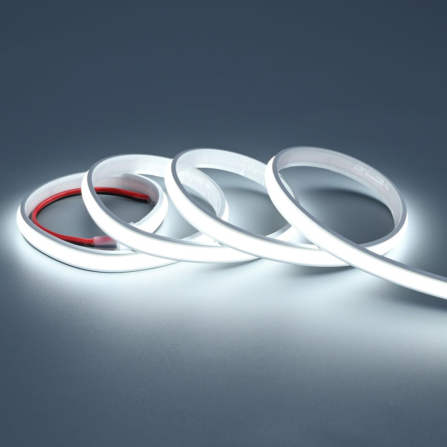 GOMING 24V 16.4ft/5M Neon COB LED Strip Light Cool White 6000K IP67 Waterproof 1560LEDs 11W/M CRI 93+ 4100lm Uniform Glow Flexible Self-Adhesive LED