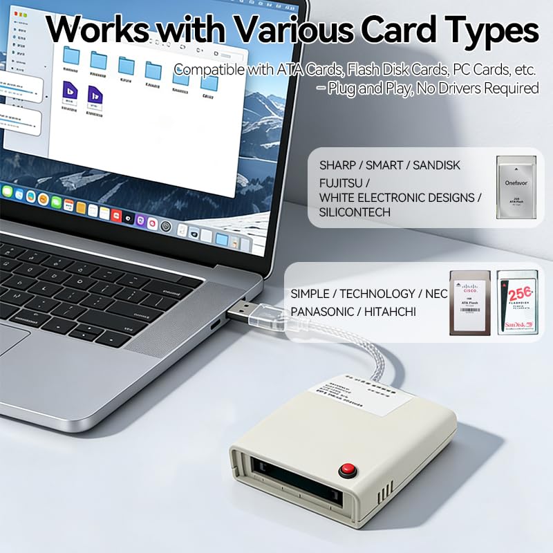 SPENFiLY ATA PCMCIA Memory Card Reader Card 68PIN Card - Plug and Play, Hot Swap USB 2.0 Supports 20MB-20G PC Card/ATA Reader