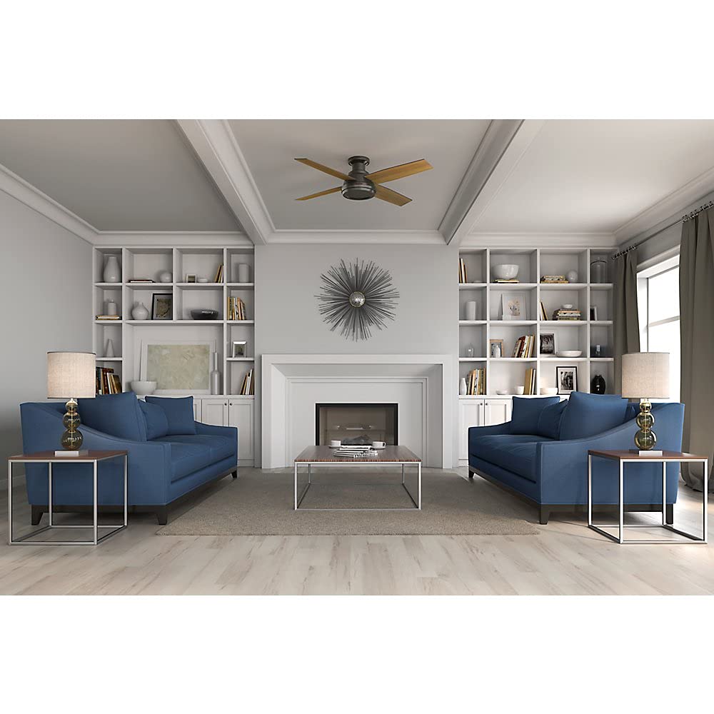 Hunter Fan 52 inch Low Profile Modern Ceiling Fan with Remote Control, Noble Bronze (Renewed)