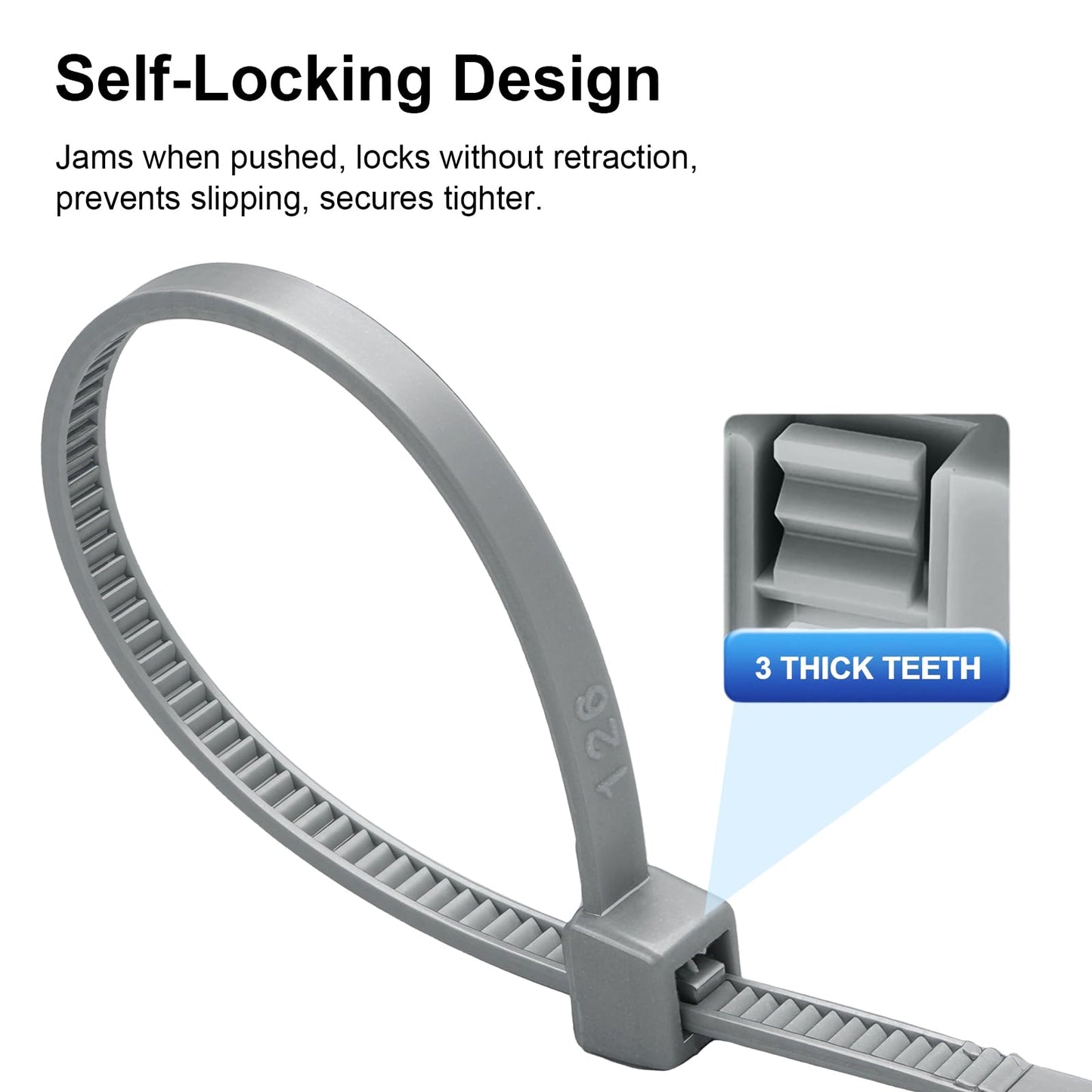 Baomain 100-Pack 8 Inch Self-Locking Nylon Cable Zip Ties, Heavy-Duty and Multi-Purpose (0.18" Width, 50LBS Tensile Strength), Indoor and Outdoor Use