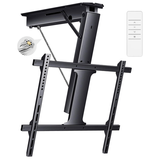 Yegosh Electric Ceiling TV Mount, Remote Adjustable Flip Down Bracket for 32 to 70 Inch Flat Curved Screen TVs Max VESA 600x400mm, Motorized TV