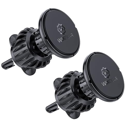 WixGear [2 Pack Universal Air Vent Magnetic Phone Holder for Car, Phone Mount for Car for Cell Phones and Mini Tablets (New Upgraded Vent Locks)