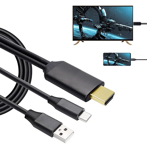 ECDREAM USB-C to HDMI Adapter, 6Ft Wired Screen Mirroring Cable with 2-in-1 Display & Charging for MacBook Pro/iPad Pro/Chromebook/S-amsung Phones