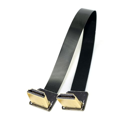 Cablecc CYFPV Dual 90 Degree Down Angled HDMI Type A Male to Male HDTV FPC Flat Cable 20cm for FPV HDTV Multicopter Aerial Photography