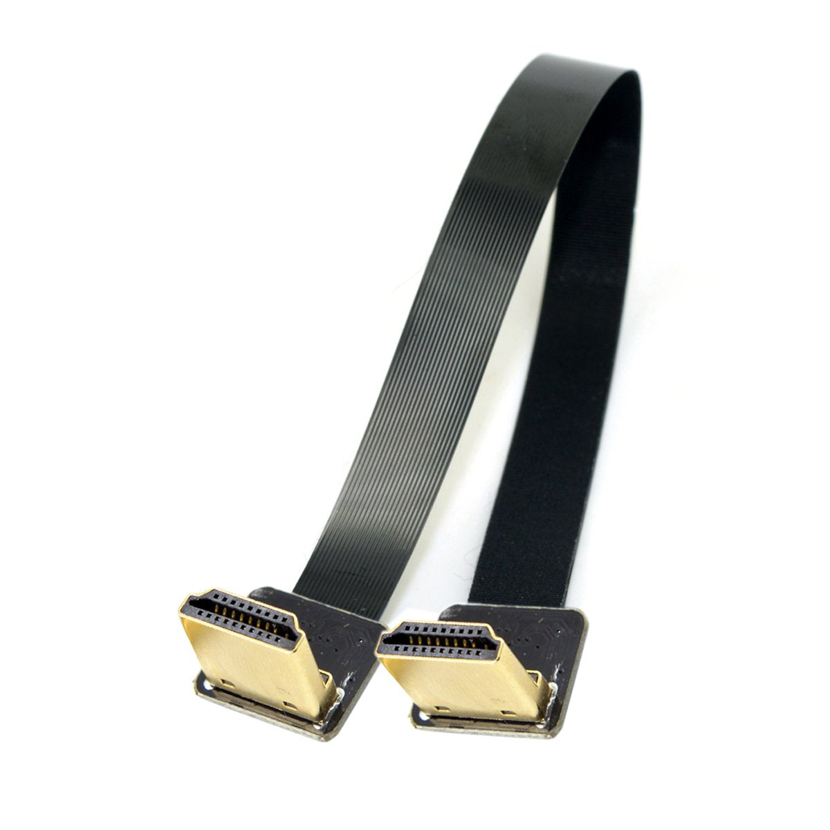 Cablecc CYFPV Dual 90 Degree Down Angled HDMI Type A Male to Male HDTV FPC Flat Cable 20cm for FPV HDTV Multicopter Aerial Photography