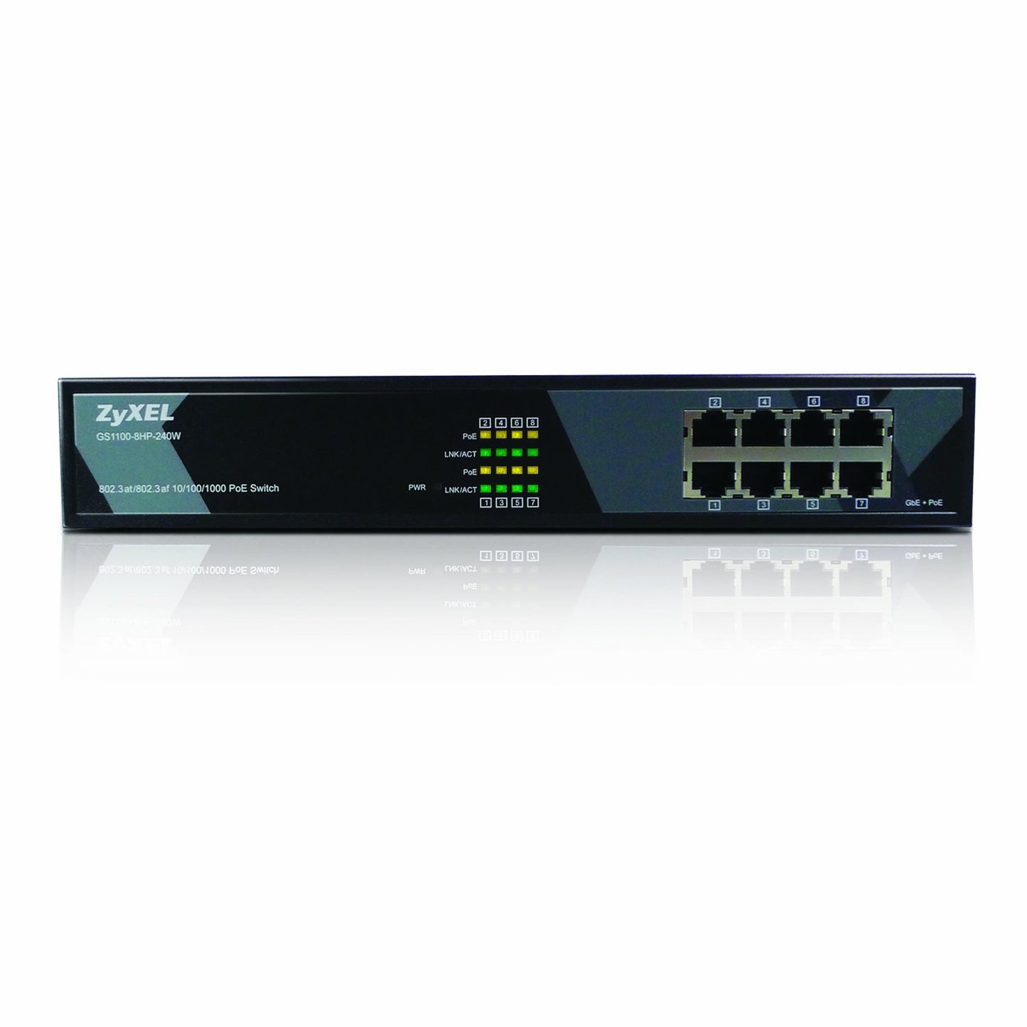 ZyXEL 8-Port GbE Poe+ Unmanaged Switch (GS1100-8HP-240W)