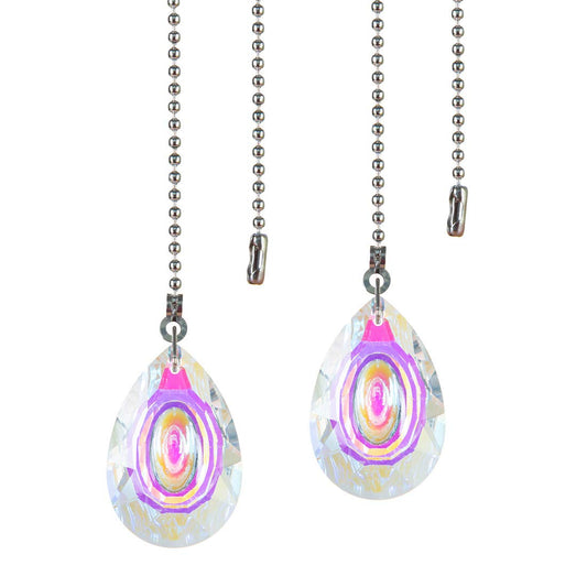2 PCS Crystal AB Coating Ceiling Fan Pull Chain Extender Prisms Drop Gifts