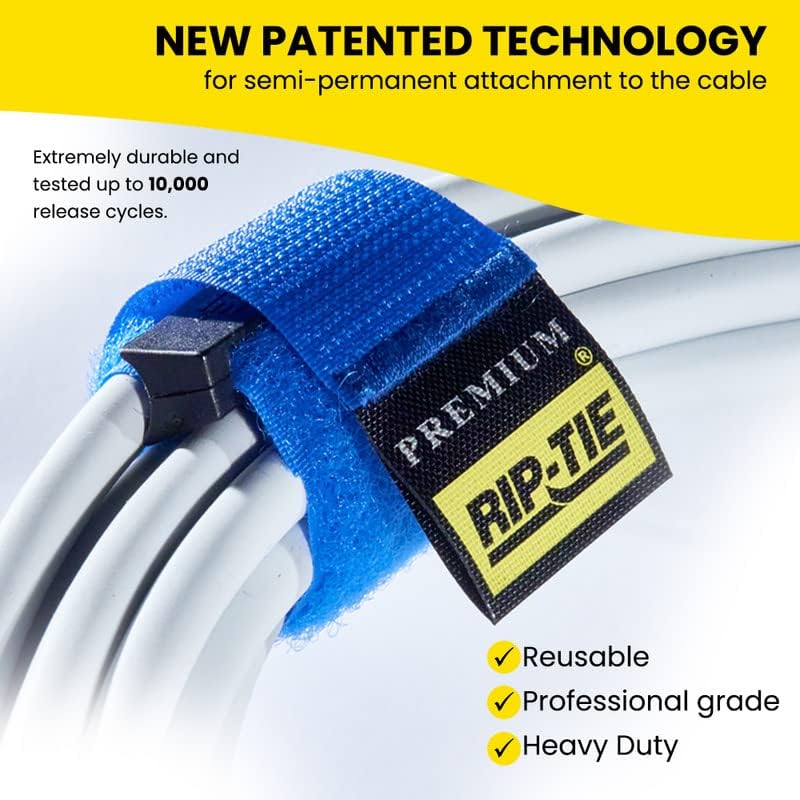 RIP-TIE 1 x 6.5 Rip-Lock CableWrap Cable Tie Perfect for Heavy Duty Cables 10 Pack Black