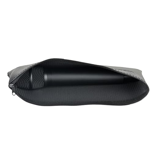 MRSDY Microphone Bag, Black Zipper Pouch Fits for Wired, Wireless Microphone, Shockproof Vocal Mic Protector, Mic Accessories Storage Bag, Easy Carry