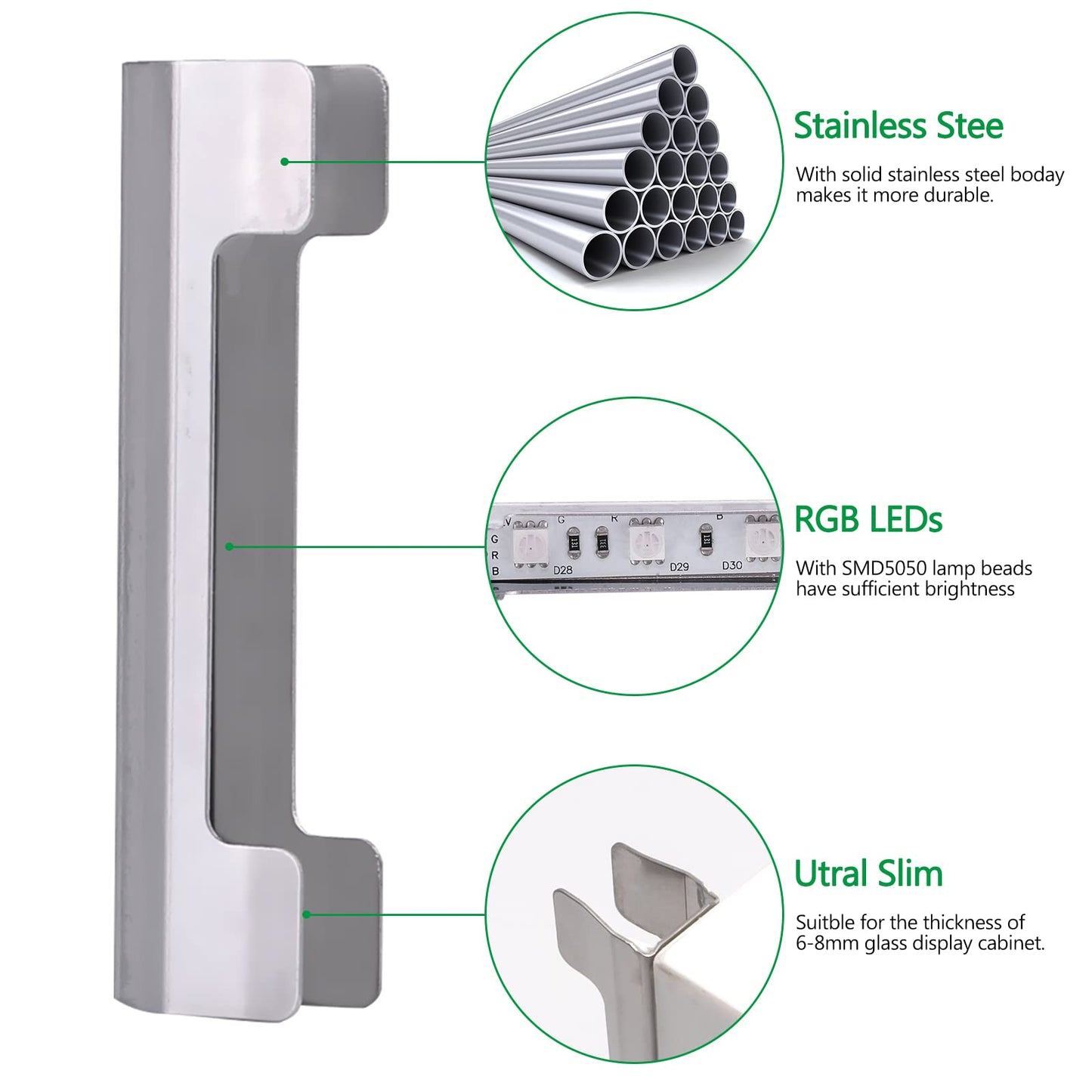 AIBOO LED Under Cabinet Night Lights Kit for Glass Edge Shelf Back Side Lighting Using Flexible Cable and Clip with RF Remote(4 Lights,RGB)