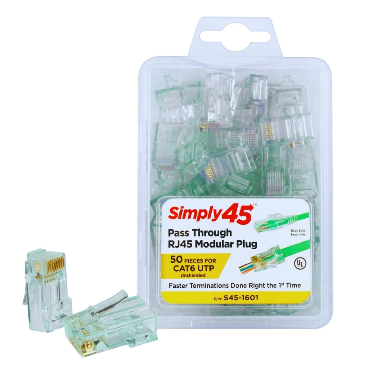 Simply45 Unshielded Pass-Through RJ45 Modular Plug