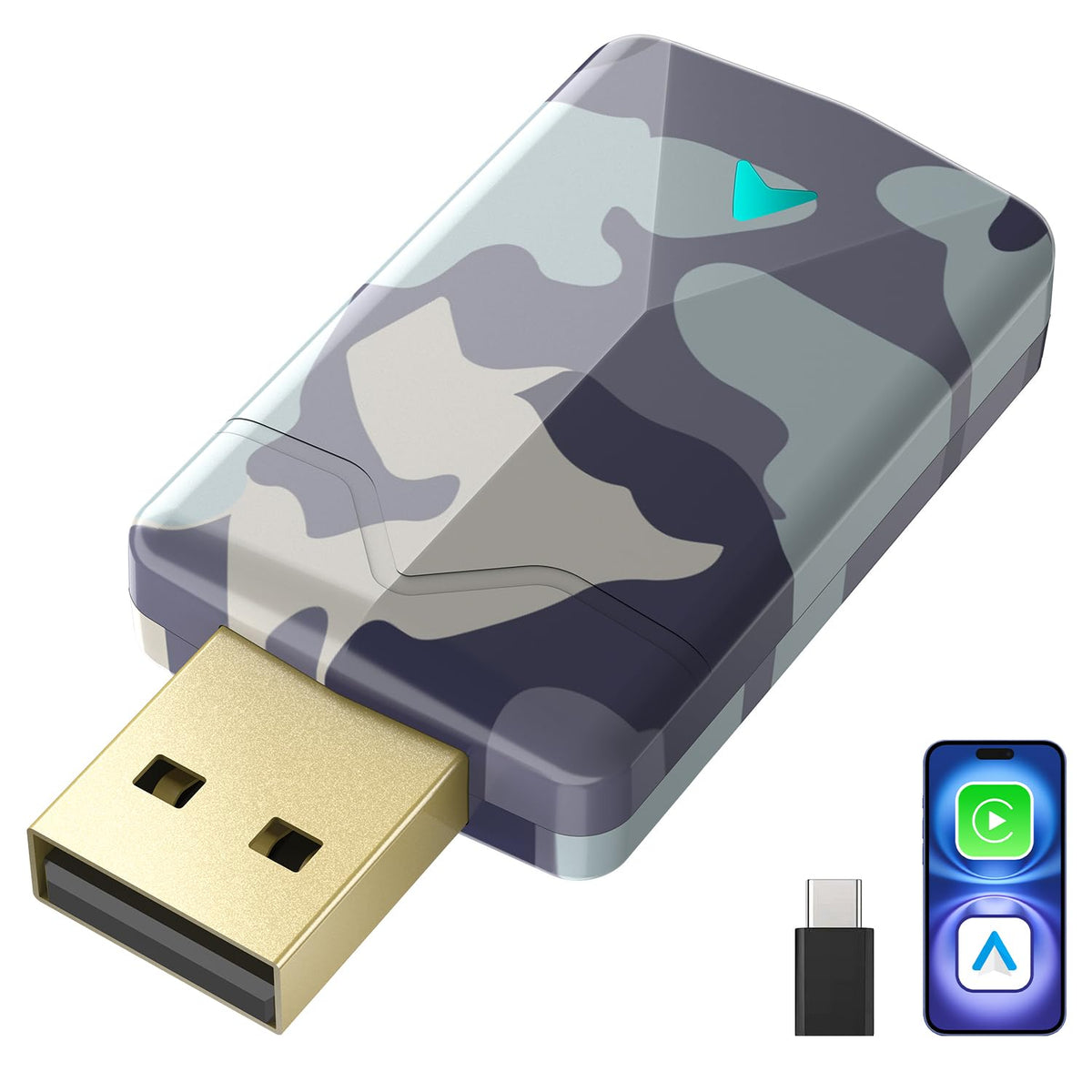 Wireless CarPlay & Android Auto Adapter, Wired to Wireless Car Play Blue