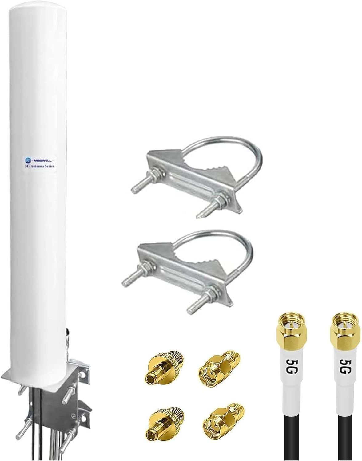 Maswell 4G LTE 5G Antenna Outdoor, 600-7000MHz 2X2 MIMO External Antenna, Up to 4.5 dBi, Cross-Polarized Omnidirectional for 4G/5G Routers & Gateways