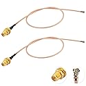 Kaunosta U.FL/MHF1 Cable (12inch 2-Pack) MHF1 to RP-SMA Female Bulkhead RG178 Cable for MHF1 (U.FL) Mini PCI-E Interface Mini PCIe Cards WiFi