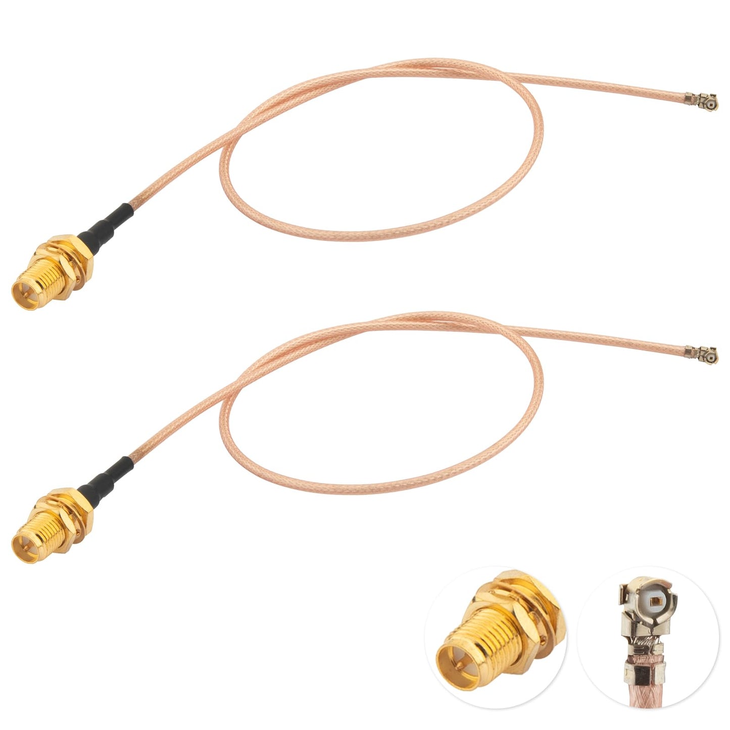 Kaunosta U.FL/MHF1 Cable (12inch 2-Pack) MHF1 to RP-SMA Female Bulkhead RG178 Cable for MHF1 (U.FL) Mini PCI-E Interface Mini PCIe Cards WiFi