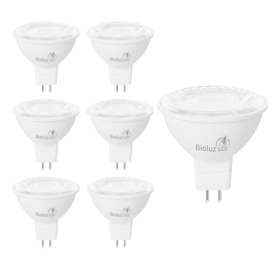 Bioluz LED Light Bulb - MR16 LED Bulb, 7W LED Light - 6 Pack 50W Halogen Replacement Non-Dimmable 3000K 12V AC/DC UL Listed Light Bulbs, LED Lights