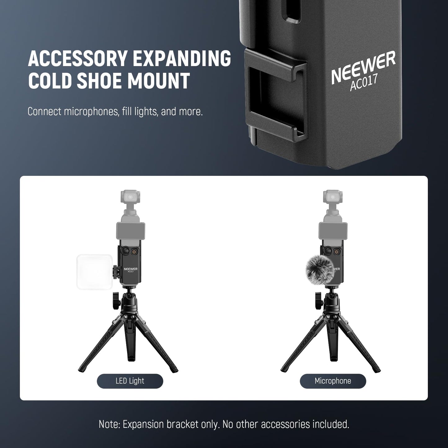 NEEWER BASICS Pocket 3 Extension Mount Adapter Compatible with DJI Osmo Pocket 3 Accessories, Protective Cage Bracket Mic Holder Clamp Stand with Cold