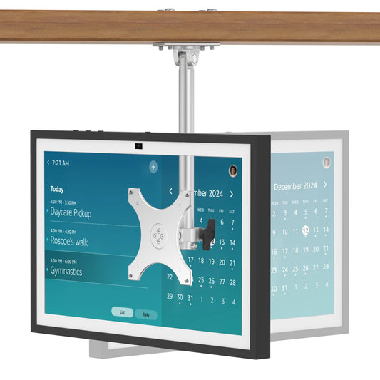 Almoz Under Cabinet Mount for Echo Show 15, Height Adjustable Stand, Wide Range of Motion, Keeps Counters Clear, Tilt and Swivel Mount for All Show 15