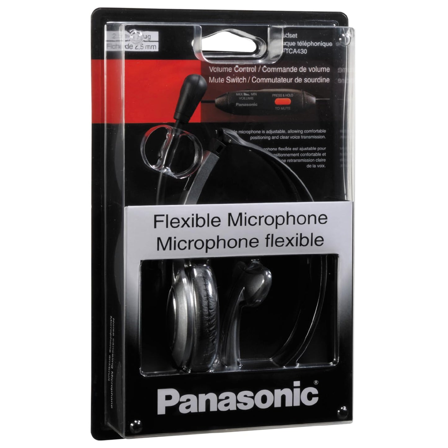 Panasonic Comfort Fit Headset for TCA Series Cordless Landline Phones, Foldable Headset with Flexible Noise-Cancelling Microphone and Volume Control