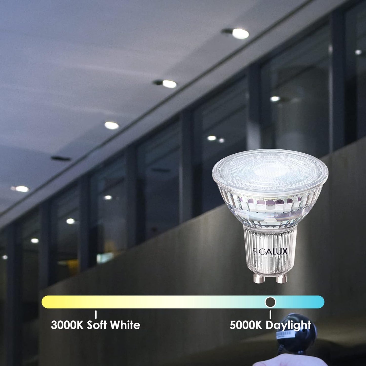 Sigalux GU10 LED Light Bulbs, Dimmable 5000K Daylight White Natural Light, 4.5W 450LM, MR16 LED Bulb Equivalent 50W Halogen Replacement, 35 Degree
