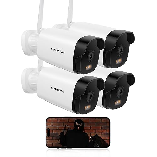 LaView 4K Outdoor Security Cameras,8MP HD Cameras for Home Security with AI Human Detection,IP65 Waterproof,2-Way Talk,Clear Night Vision,2.4G WiFi,SD