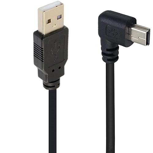 SHANFEILU 90 Degree Mini USB Cable Angle Mini 5pin USB B Male to USB 2.0 Male Data Sync Charging Extension Cable for GPS Dash Cam Black Left Angle