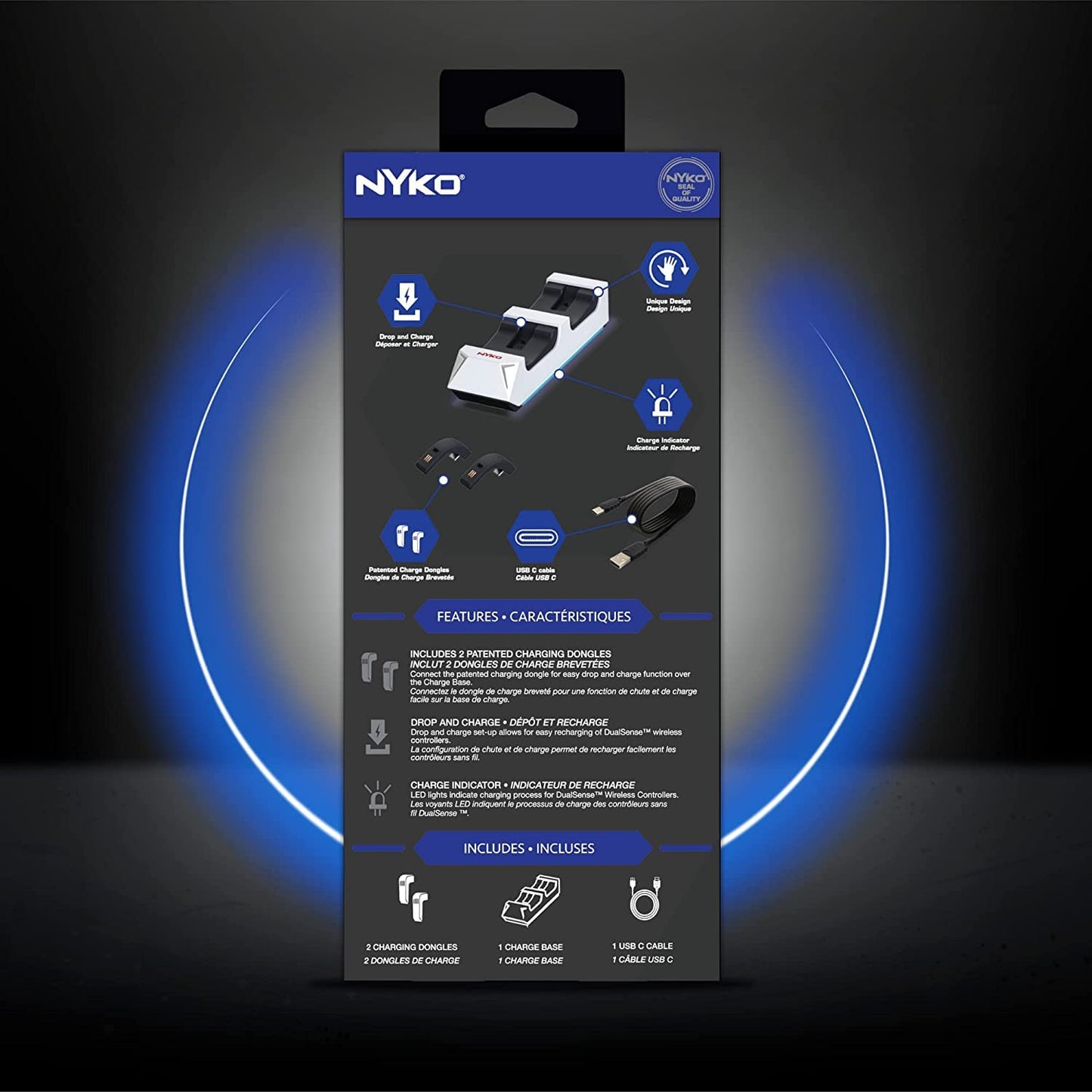 Nyko Dualsense Charging Station for PlayStation 5 - Drop and Charge Base for 2 PS5 Controllers w/LED Indicators and Extra USB Port - PlayStation 5