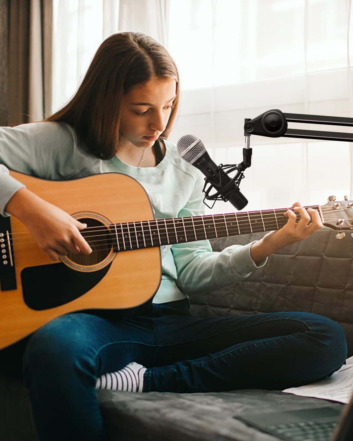 Microphone Shock Mount Mic Holder For Samson Q2U SM58 ATR2100-USB Behringer Xm8500, Mic Clip Holder Mount for Diameter 28mm-32mm Dynamic Microphone