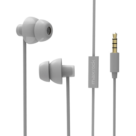 MAXROCK (TM Unique Total Soft Silicon Sleeping Headphones Earplugs Earbuds with Mic for Cellphones,Tablets and 3.5 mm Jack Plug (Grey)