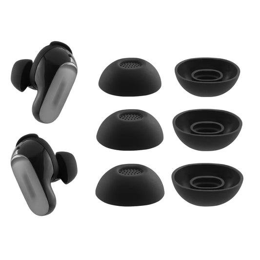 NANLANFAN Replacement Silicone Ear Tips for Bose New QuietComfort Ultra Earbuds (2nd Gen) Earbuds, 3 Pairs (Black, Assorted S/M/L)