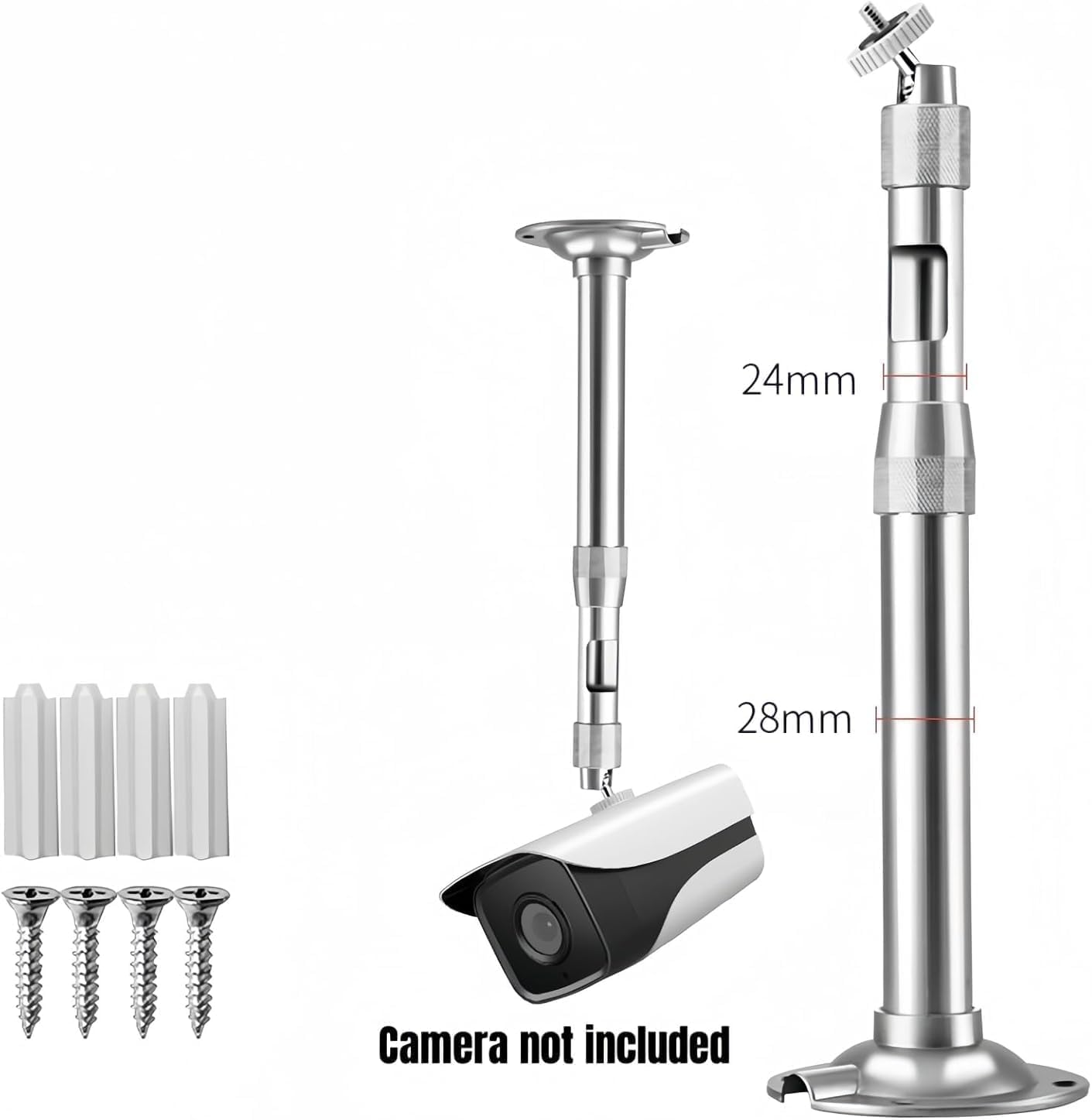 CTXSumTec Telescoping Security Camera Mount (20-40cm/7.9-15.7in) with 1/4” Screw Interface & Adapter Plate - Aluminum Bracket for Universal Camera