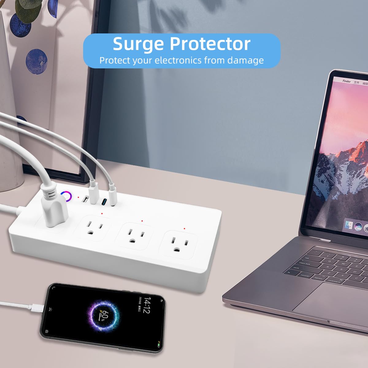 XENON Zigbee Smart Power Strip ,Surge Protector with 4 Individually Controlled AC Outlets and 4 USB Ports, Alexa and Google Home Compatible, 5ft