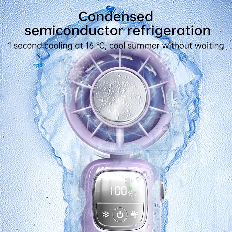 Portable Handheld Fan with Ice Cooling, 4000mAh Rechargeable Mini Fan, 3-in-1 Neck Fan/Desktop Fan, 100 Speed Adjustable Personal Fan, LED Display