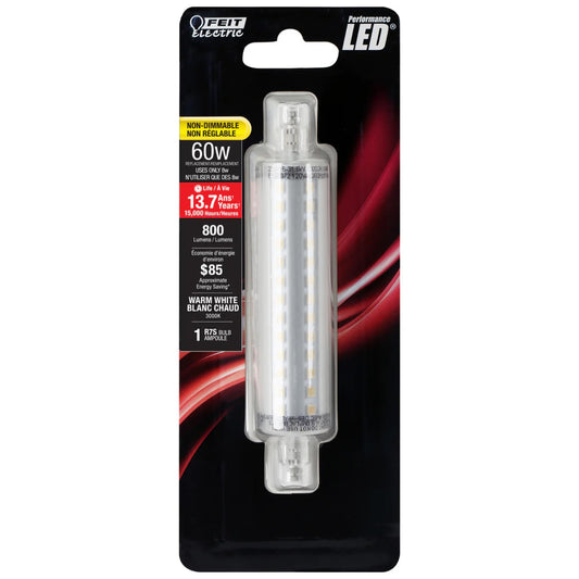 Feit Electric 60W Equivalent R7S LED Light Bulb, 3000K Warm White, 800 Lumens, 8W, 15,000-Hour Lifetime, Ideal for Accent, Torchiere Table & Floor