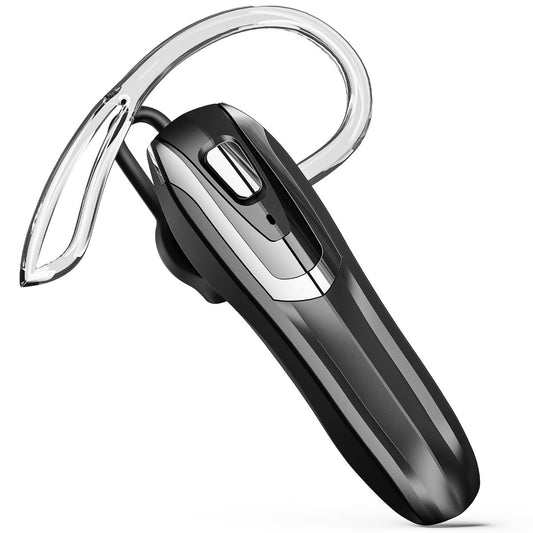 Bluetooth Earpiece Headset V6.0 with Noise Cancelling & 38 Hours Talk Time - Trucker Handsfree Earpiece, Dual Device Pairing, Single Ear Wireless