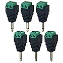 Antrader 3.5mm Male to 2-Screw Terminal Female Connector, 6pcs