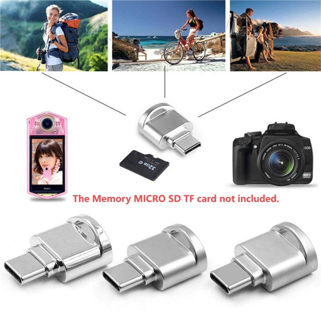 CY 2pcs USB Type C USB-C to Micro SD SDXC TF Card Reader Adapter for Laptop Cell Phone (2pcs/Set)