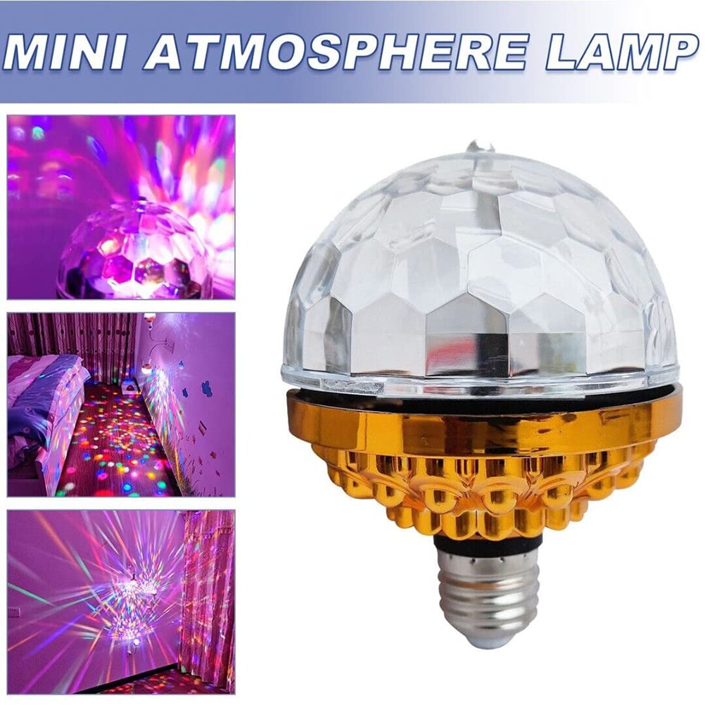 Faruxue Colorful Rotating Ball Light DJ Crystal RGB Party Light LED RGB Strobe Party Lamp Bulb Rotating Ball Light Bulb with Socket