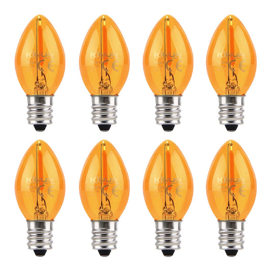 KINUR C7 LED Bulbs, led Night Light Bulb E12 Candelabra Base Amber 2200K, 1 Watt Equivalent 10W Incandescent Bulb, Salt Lamp and Window Candles