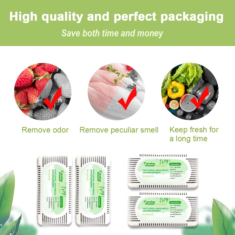 2Packs Fonday Bamboo Charcoal Refrigerator Deodorizer, Odor Eliminator