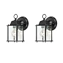 WISBEAM 2 Packs Outdoor Wall Lantern, Black Exterior Waterproof Wall Sconce for House, Aluminum Housing Plus Glass, Wet Location Rated, ETL Qualified