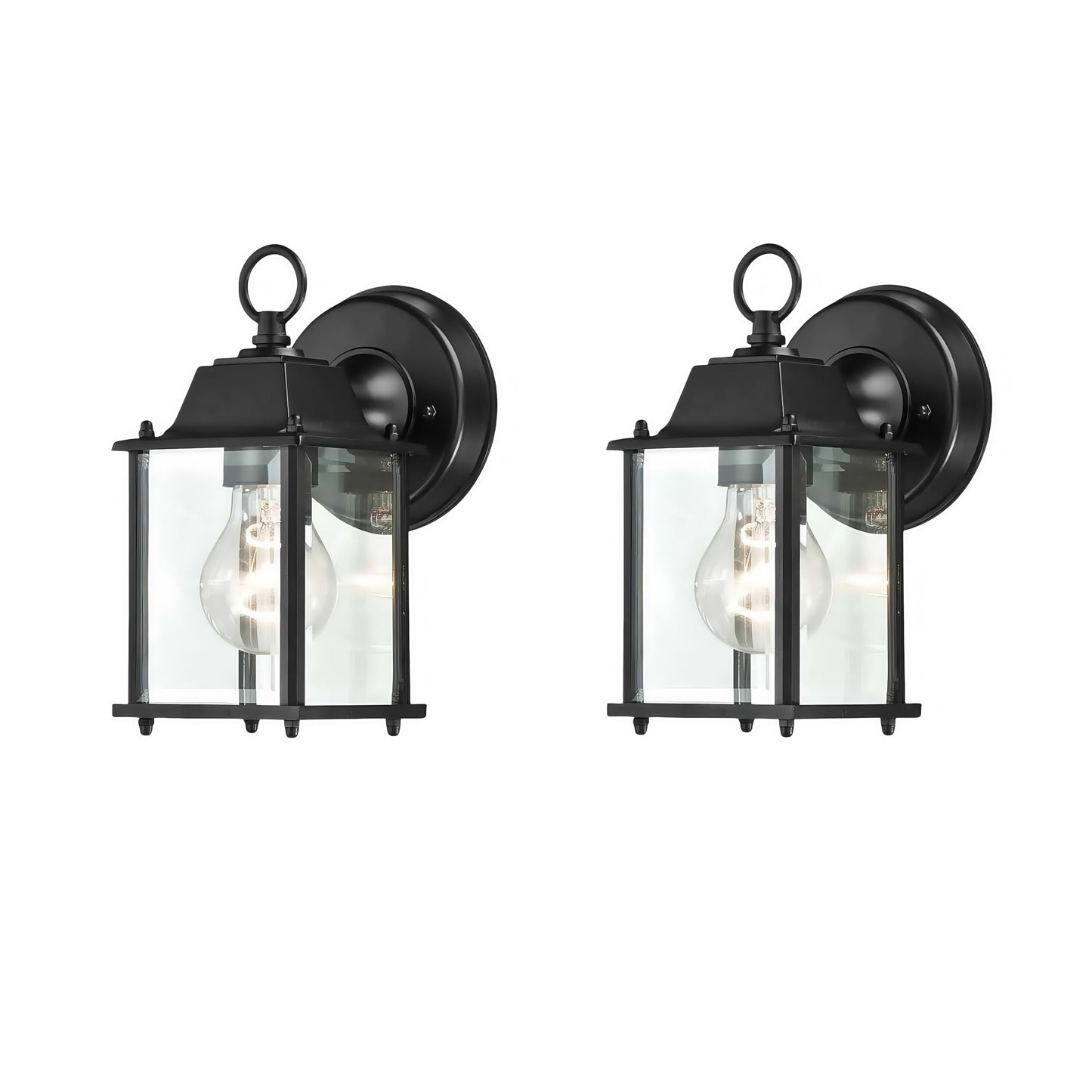 WISBEAM 2 Packs Outdoor Wall Lantern, Black Exterior Waterproof Wall Sconce for House, Aluminum Housing Plus Glass, Wet Location Rated, ETL Qualified
