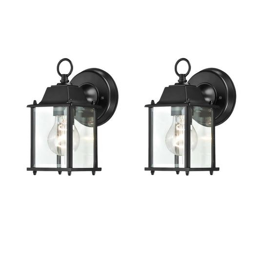 WISBEAM 2 Packs Outdoor Wall Lantern, Black Exterior Waterproof Wall Sconce for House, Aluminum Housing Plus Glass, Wet Location Rated, ETL Qualified